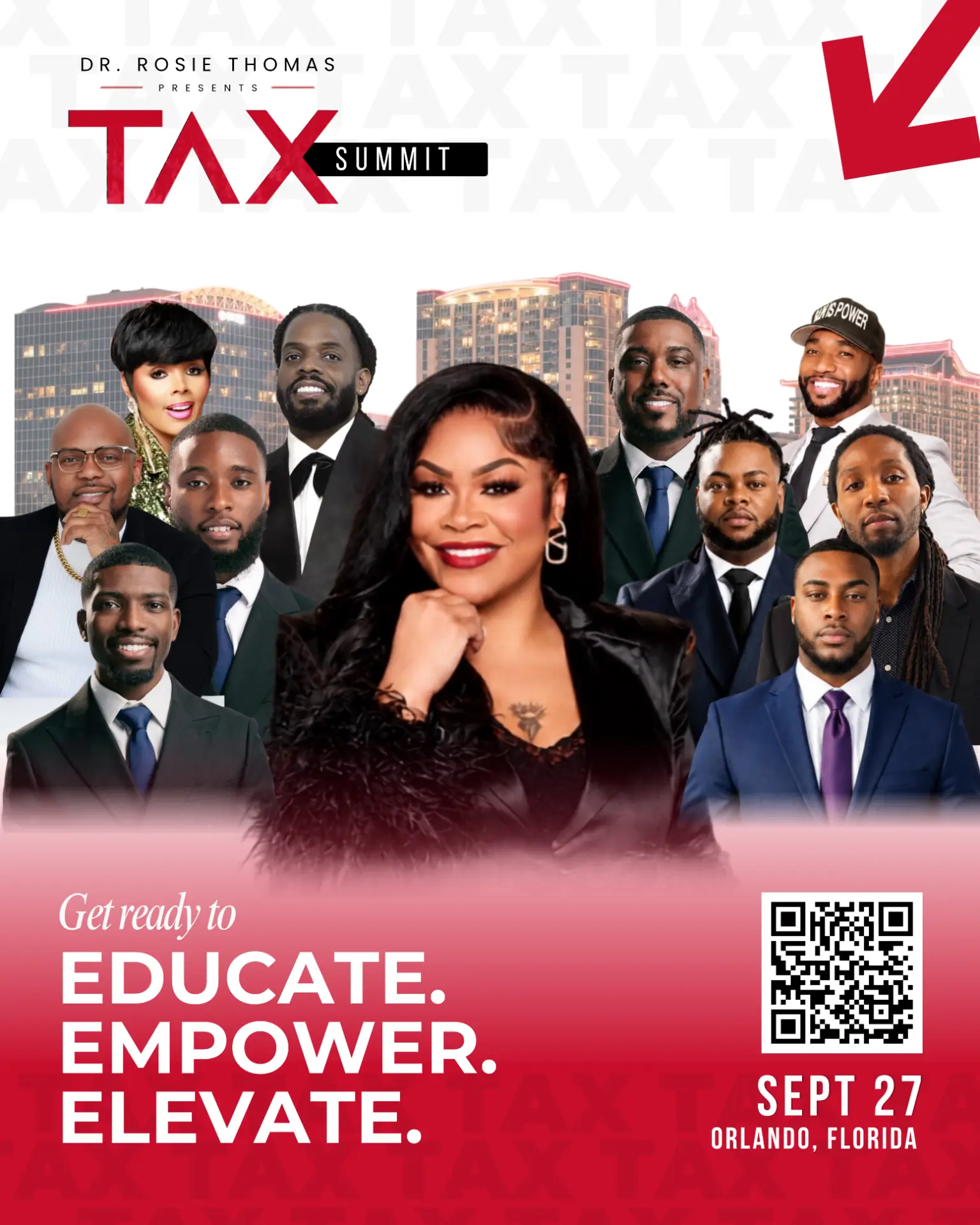 Dr. Rosie Thomas presents the Tax Summit — Orlando speakers flyer
